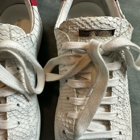 DSQAURED2 Python Embossed Leather Sneakers, Red/White Size 43 - Picture 2 of 6